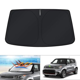 KUST - Parasol de parabrisas plegable para Kia Soul 2014-2019, protector de visera plegable que bloquea los rayos UV y mantiene tu coche fresco