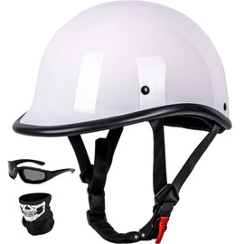 Yesmotor Vintage Motorcycle Half Helmet - Lightweight Low Profile Open-Face Half-Face Helmet – DOT Approved (White, Small)