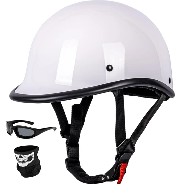 Yesmotor Vintage Motorcycle Half Helmet - Lightweight Low Profile Open-Face