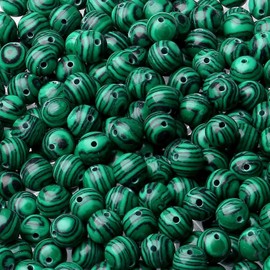 XIANNVXI Natural Stone Green Malachite Beads for Threading with Hole Round Crystals Gemstones for Threading Beads for Bracelets Chains DIY Jewellery Crafts 8 mm (Approx. 47 Pieces