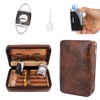 AMANCY Manly Black Brown Crocodile Pattern Leather Travel Cedar Wood