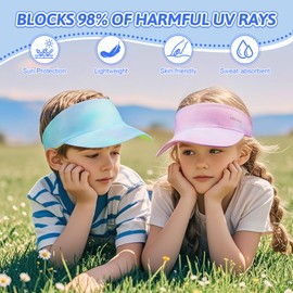 Trodalo Kids Sun Visor Hats for Girls Boys, Lightweight Cooling Stretchy Visor, Packable Sports Hat for Running, Tennis, Golf Pink