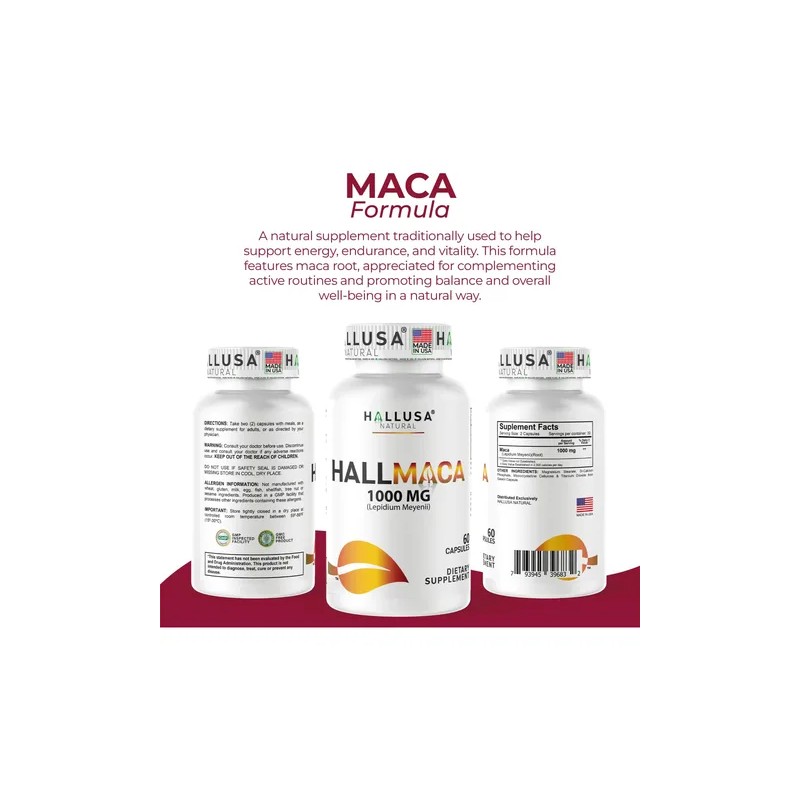 Hallusa Natural Hallmaca Maca Root 1000 Mg 60 Cápsulas