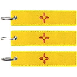JAVD - Llavero de la bandera de Nuevo México con llavero, Amarillo, 5x1.2 Inch