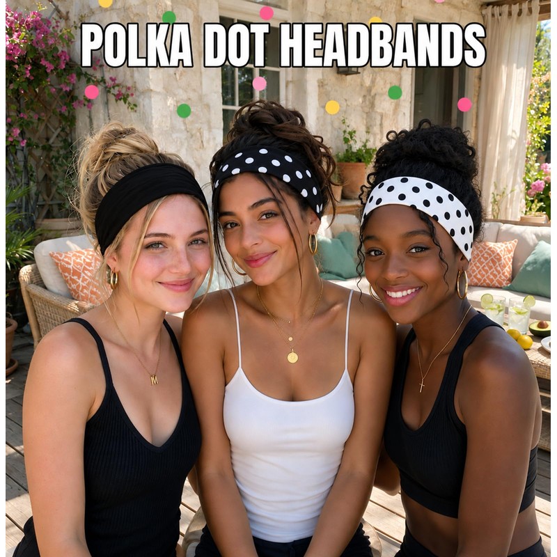 Polka Dot Headbands for Women Soft Non Slip Hair Bands