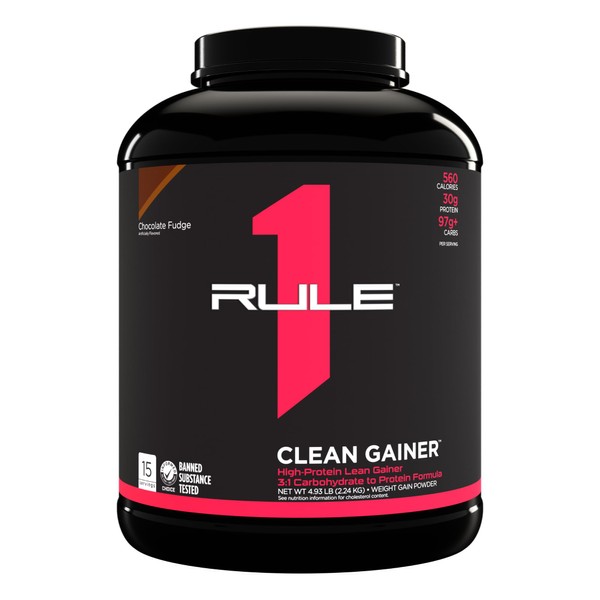 Rule 1 R1 Clean Gainer, Chocolate Fudge - 4.93 Pounds - 30g of Complete Protein with 3:1 Carb-to-Protein Ratio - 15 Servings