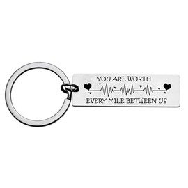 Tihnvk Long Distance Relationships Gifts for Couple Valentine’s Day Gifts Girlfriend Boyfriend Keychain You Are Worth Every Mile Between Us Keyring