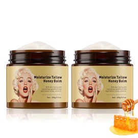 Beef Tallow and Honey Balm for Face, Organic Grass-Fed Beef Tallow for Skin, Tallow Face Moisturizer & Body Lotion for Women Dry Skin, Nourishing Beef Tallow Cream, Repair Hydrate Sensitive Skin 2PCS