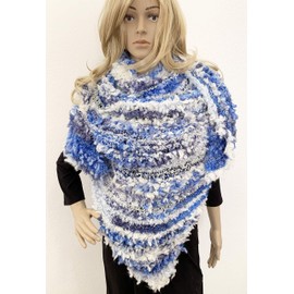 Wool Blend Hand Knitted Triangle Scarf Shawl Wrap -SKU ANC59702-1