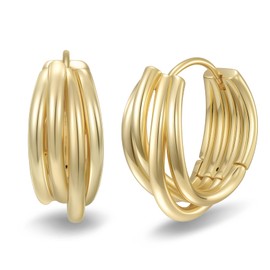 14K Gold Earrings for Women 14K Gold Hoop Earrings for Women Trendy with Intertwined Lines Blends Art and Elegance Chunky Hoop Earring Womens Statement Earring 20mm