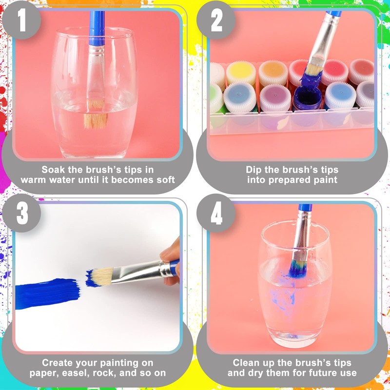 Paint Brushes for Kids, 16 Pcs Toddler Chubby Paint Brushes