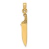 Solid 14k Yellow Gold 3-D and Butcher Knife Charm Pendant