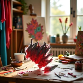 50 Pcs Red Feather Nature Feather Carnival Halloween Costume,Red Handicrafts, Painting and Handicrafts Art Crafts Trim