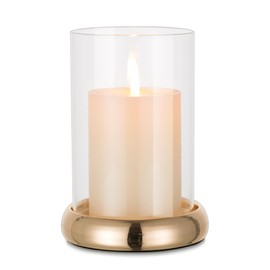 Glass Pillar Hurricane Candle Holders: 1Pc Gold Clear Pillar Candle Holder Glass Hurricane Candle Holder Modern Candle Stand Decorative Candle Holders for Mantel Christmas Wedding Home Decor