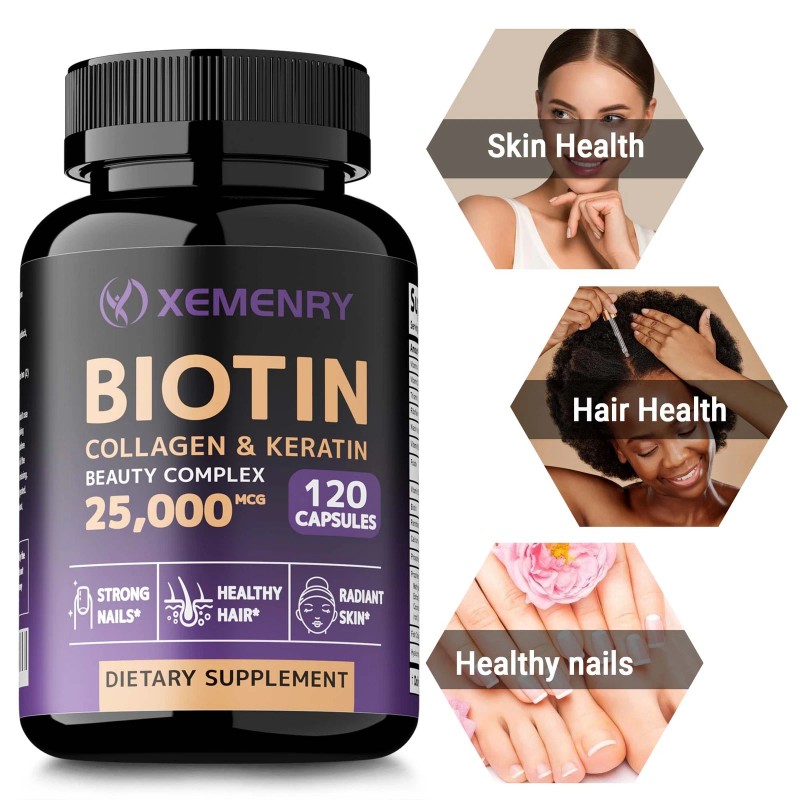 Biotin Collagen & Keratin 25,000mcg - Hair, Skin, Nails, Bone
