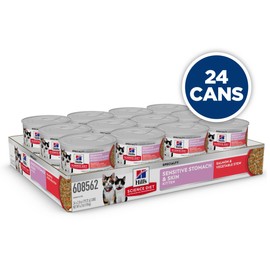 Hill's Science Diet Sensitive Stomach & Skin, Kitten, Stomach & Skin Sensitivity Support, Wet Cat Food, Salmon & Vegetables Stew, 2.8 oz Can, Case of 24