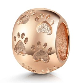 MATERIA by Matthias Wagner Charm Beads 925 Silver Animal Paw Pendant Ball for Women, Silver