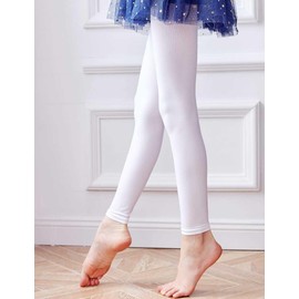 Daydance White Toddler Girl's Footless Tights for School, Dance, Ballet 90D