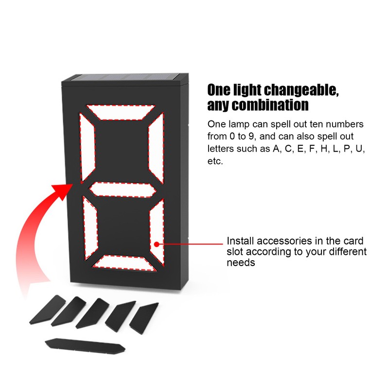 Solar LED House Number Light Garden Solar Powered Address Sign