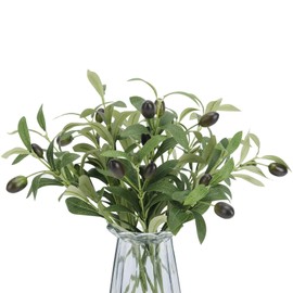 Erlandens 50pcs Faux Olive Leaves Stems 10” Tall Artificial Plants Olive Tree Branches for Small Vase Tabletop Greenery Decor for Home Office Wedding Party (Vase Not Included)