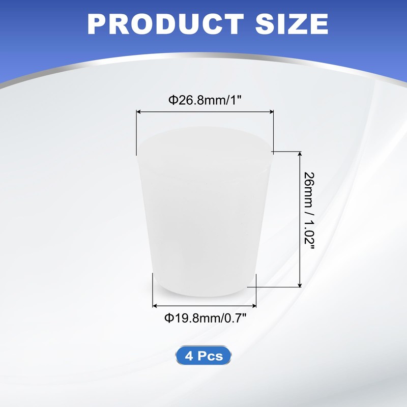 PATIKIL Tapered Shaped Solid Silicon Stopper, 1" Tube Rubber Stoppers