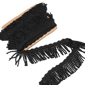 YYlingx 5 Yards x 2.5 Inches Curtain Fringes Bullion Fringe Trim Fabric Trims Embellishments Curtain for Sewing DIY Decoration (Black)