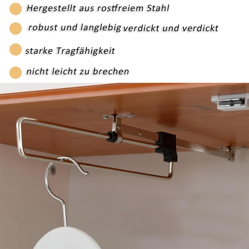 Extendable Clothes Rail, 25 cm Clothes Rail, Extendable Wardrobe Rail,