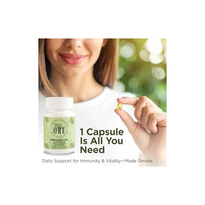 Ore Cápsulas Aceite De Orégano 80 Carvacrol 65ct