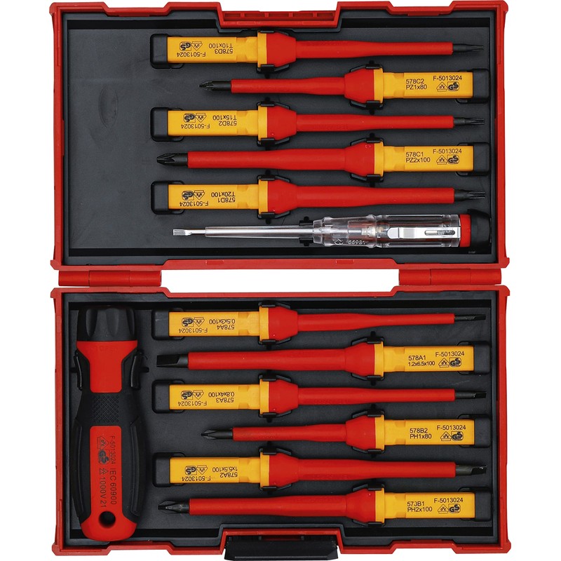 BGS 35814 VDE Screwdriver Set with Interchangeable Blades 13 Pieces