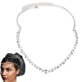 Womens Headbands for Short Hair - Crystal Head Chain Silver Layered Bride Headpiece Rhinestone Festival Hair Accessories 4308