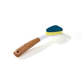 Full Circle Laid Back Dish Sponge, Abrasive & Replaceable Head, White