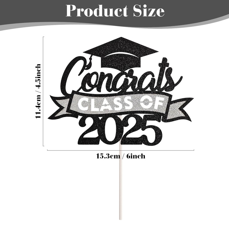 EMORBALS Graduation Cupcake Toppers 2025, Class of 2025 Cupcake Toppers,