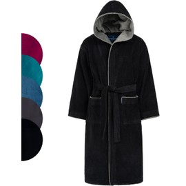 Morgenstern Cotton Hooded Bathrobe for Children and Teenagers (Colin) - black, size: 146-152