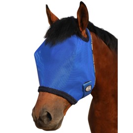 Harrison Howard All Round Mesh Horse Fly Mask UV Protective with Fleece Padded Edging Signature Blue M