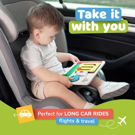 deMoca Sensory Busy Board for Toddlers, Premium Wooden Toddler Busy Board for 1 2 3 Year Old with 10 Educational Activities for Fine Motor Skills, Fidget Activity Toy for Travel