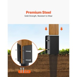 VEVOR Fence Post Anchor Ground Spike 4 Pack, Outer Dimensions 24x4x4 Inch (Inner Dimensions 3.5x3.5 Inch), Powder Coated Solid Steel Post Stake Ground, Ideal for Deck, Garden, Railing, Mailbox, Black