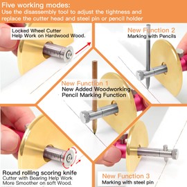 YOSELIN Dovetail Jig Wheel Marking Gauge Plus Set,1 Bearing Wheel Cutter for Soft Wood,1 Locked Wheel Cutter for Hard Wood,1 Metal Making Pen,10 Marking Pencils, 1 Woodworking Pencil.