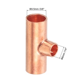 uxcell 10Pcs 3/8" x 1/4" x 3/8" Copper Reducing Tee Pressure Pipe Fitting Connectors for Plumbing Supply & Refrigeration