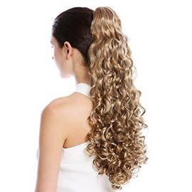 WIG ME UP - 9563B-V-15H613 Ponytail Hairpiece Extensions very long voluminous curled curls blonded streaked platinum highlights 23inch