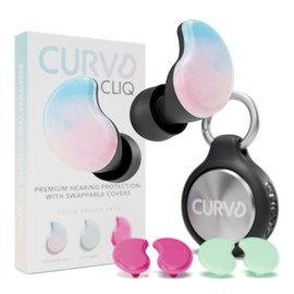 CURVD Cliq Earplugs with Swappable Covers, Stylish Noise Reduction for Concerts, Noise Sensitivity & More. Customizable Colors & Patterns, Reusable Ear Plugs with Aluminum Travel Case & 5 Tip Sizes