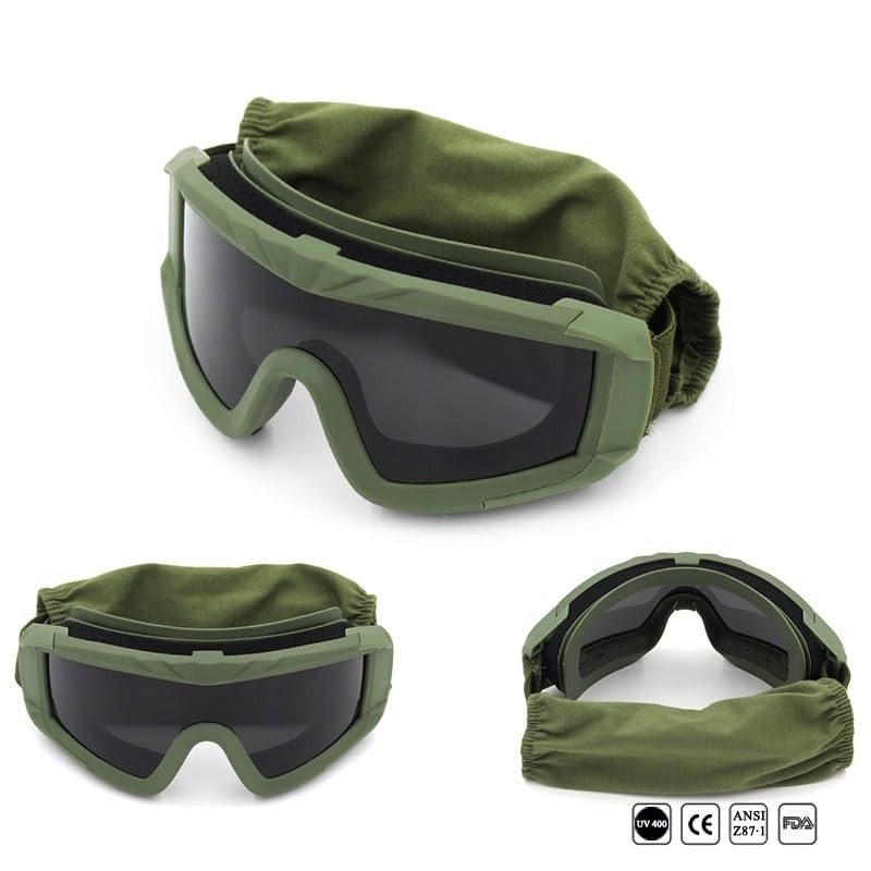 VEWOE Airsoft Tactical Goggles Anti-fog Military Glasses with 3Interchangable Lens,