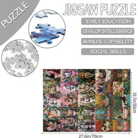 1000 Piece Jigsaw Puzzles for Adults Colorful Animal World Bathroom Painting Jigsaw Puzzle Bathtub Animal Puzzles Game Botanical Leaves Wall Decor DIY Craft Puzzle Bathroom Animals Art 27 x 20 Inches