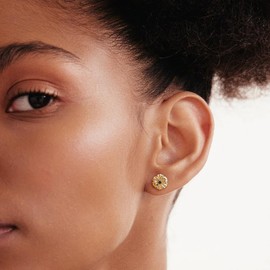 Tasiso Birth Flower Stud Earrings for Women 14K Gold Plated Birthstone Earrings for Women Dainty Gold Flower Cubic Zirconia Earrings Birthday Gifts for Women Jewelry (SAPPHIRE/ASTER)