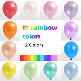 RUBFAC Rainbow Balloons Kit, 65pcs, 12 Inches, 12 Bright Color Party Balloons, Colorful Balloons, Birthday Balloons, Party Supplies Arch Garland Decoration,Baby Shower, Wedding