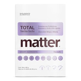Matter Total Beauty, Proteína Vegana con Probióticos y Enzimas BioCore®, Ceramidas Myoceram® y Ácido Hialurónico, Apoya Piel y Digestión, Caja 12 Sobr