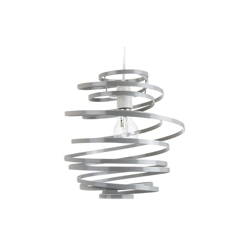 Modern Designer Grey Gloss Metal Double Ribbon Spiral Swirl Ceiling