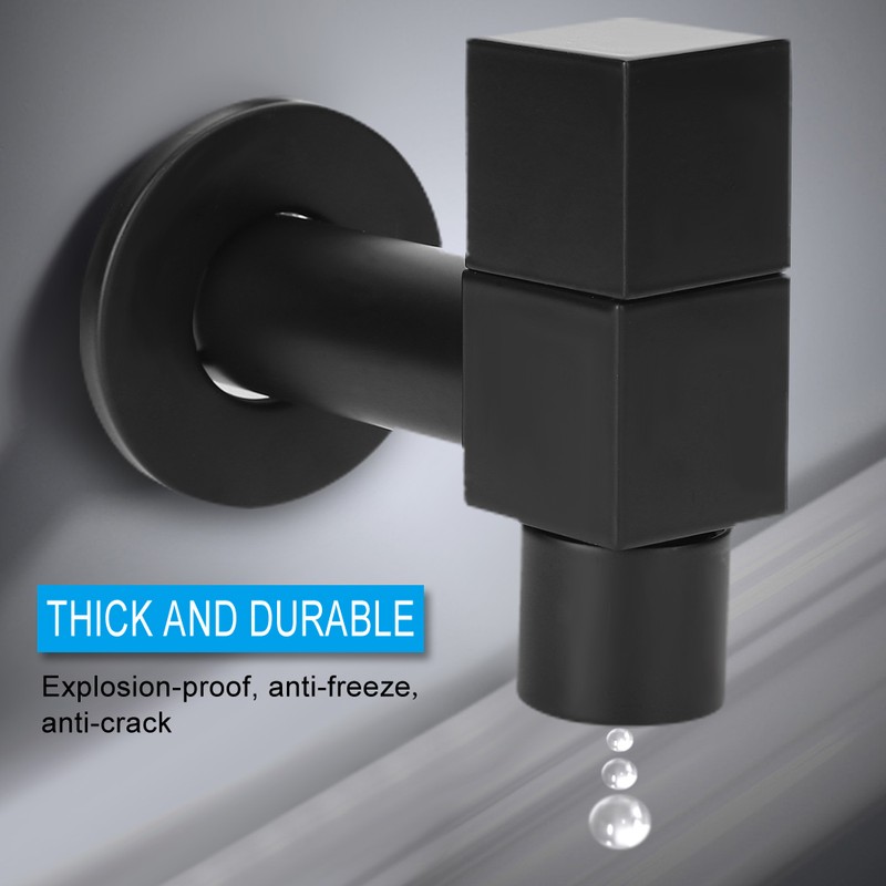 G1/2 Thread Black Copper Faucet Wall Mounted Single Cold Water