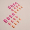 MERVF Square Press on Nails Medium Fake Nails Orange Chrome