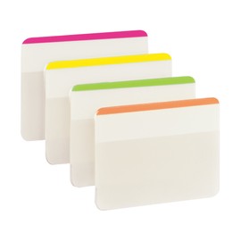 Post-it Tabs, 2 in., Lined, Assorted Bright Colors, Durable, Writable, Repositionable, Sticks Securely, Removes Cleanly, 6 Tabs/Color, 4 Colors, 24 Tabs/Pack, (686F-1BB)