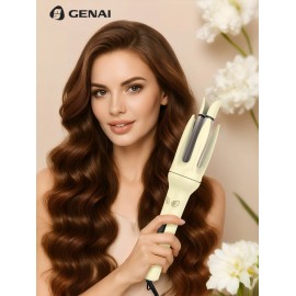 Professional Ceramic Long Barrel Curling Iron Stick Portable Plug Powered LED 160-220C 30W Automatic Rotating Hair Stylingcolor: Yellow, Plug Type: Us Plug